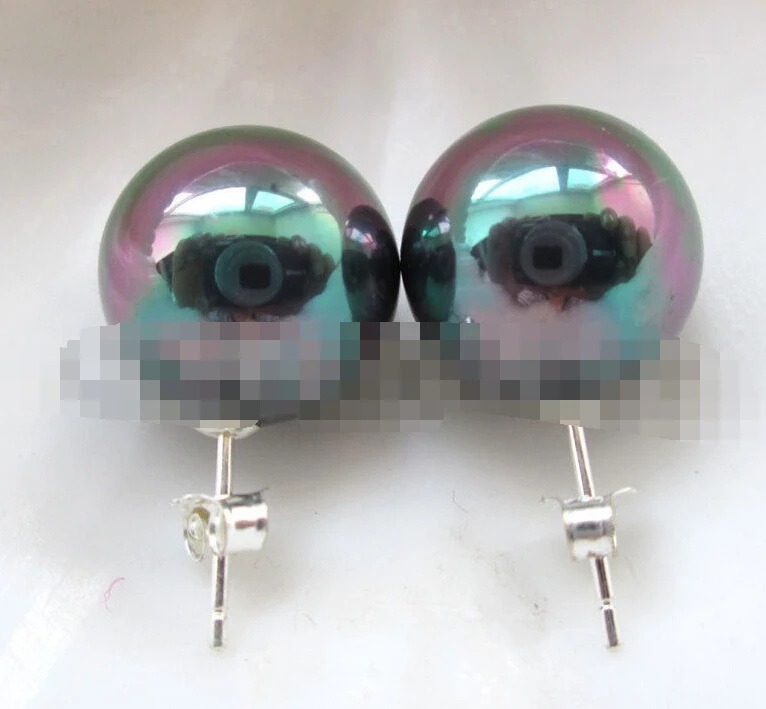 

hot sell new - 1362 multicolor black perfect round sea shell pearl earring