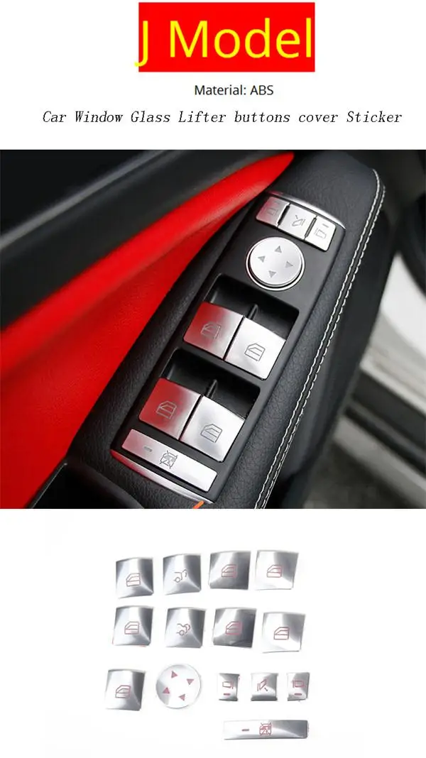 Автомобильный стиль, внутренние кнопки, декоративная панель, накладка, наклейка, рамка для Mercedes Benz C class W204 2011-, автомобильные аксессуары - Название цвета: J Model Silver