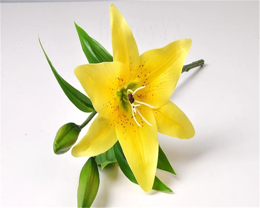 Lily Flower Arrangements Artificial White Yellow Pink Fake Lily Flower Arrangements Artificial White Yellow Pink Fake Bouquet Home Party Wedding Decorative Flowers In Dried From