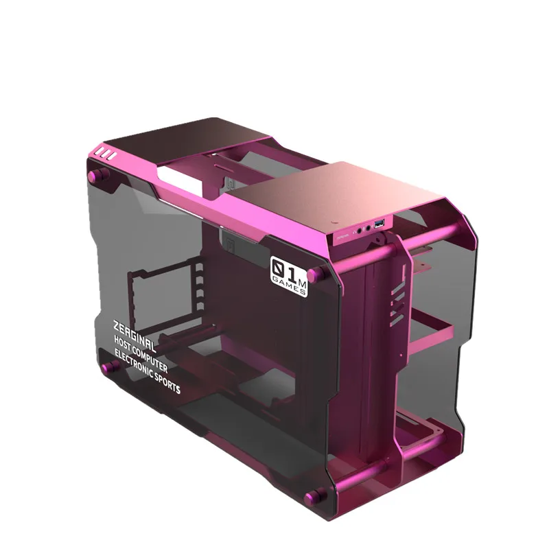  ZEAGINAL MATX ITX PC Case Gaming Gamer Grape Pot For Water Cooling DIY Loop Full Aluminum ZC-01M