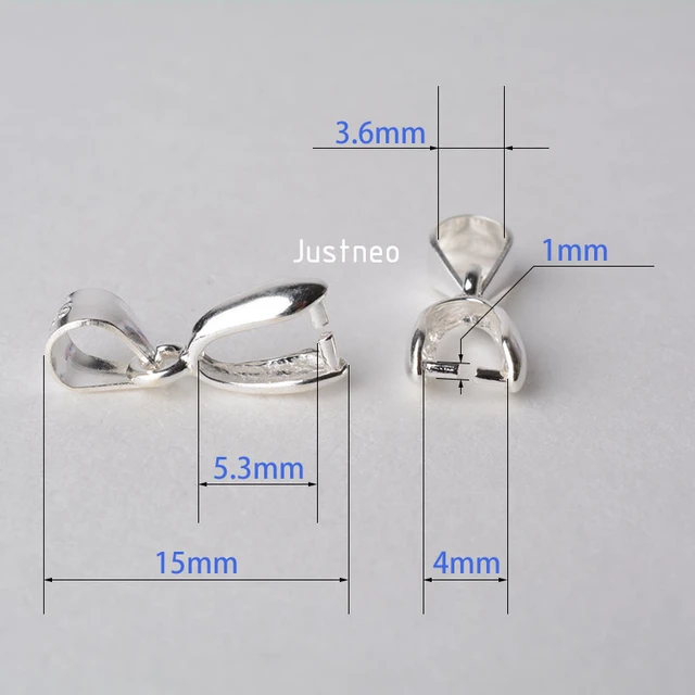 solid 925 sterling silver bail pendant clasp connector, pinch bail with  ice-pick for necklace & pendant silver jewelry, L - AliExpress