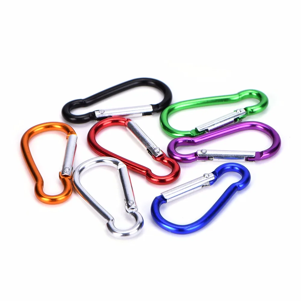 10Pcsset Aluminum Spring D Carabiner Snap Hook (6)