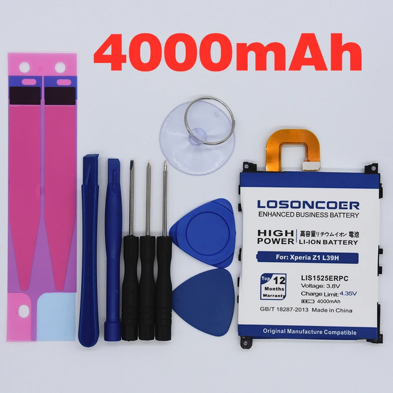 

100% Original LOSONCOER LIS1525ERPC 4550mAhFor Sony Ericsson Xperia Z1 Battery L39h L39 C6902 C6903 C6916 C6943 SO-01F L39T L39U