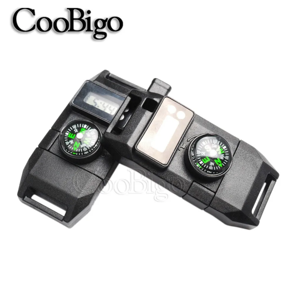 

1pcs 5/8" Waterproof Time Display Compass Whistle Buckle Parachute 550 Cord Paracord Bracelet Outdoor Camping Survival Kits