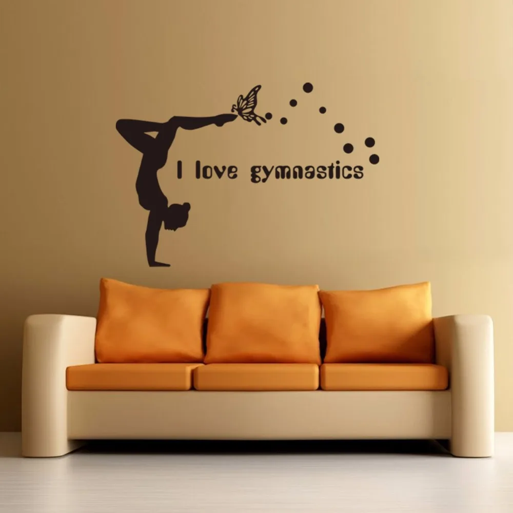 I Love Gymnastics Vinyl Wall Decal Girls Room Decor Diy Art Mural