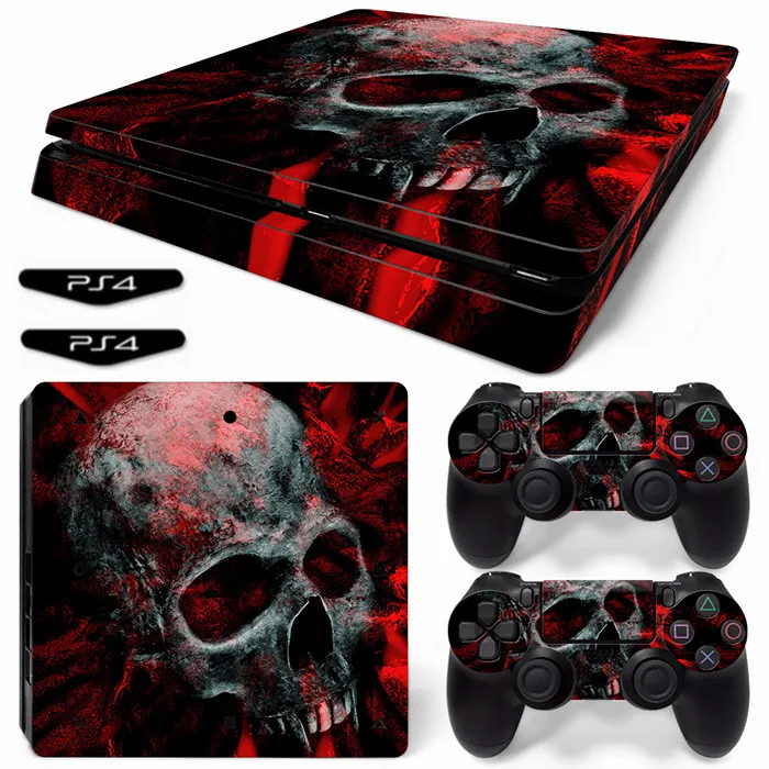 Красная наклейка с черепом для Ps4 Slim Виниловая PS4 Skin консоли и 2
