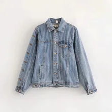 Горячая Распродажа Европа и США осень новая статья взрыв модели тяжелых палку просверлить свет джинсовая куртка. 7972