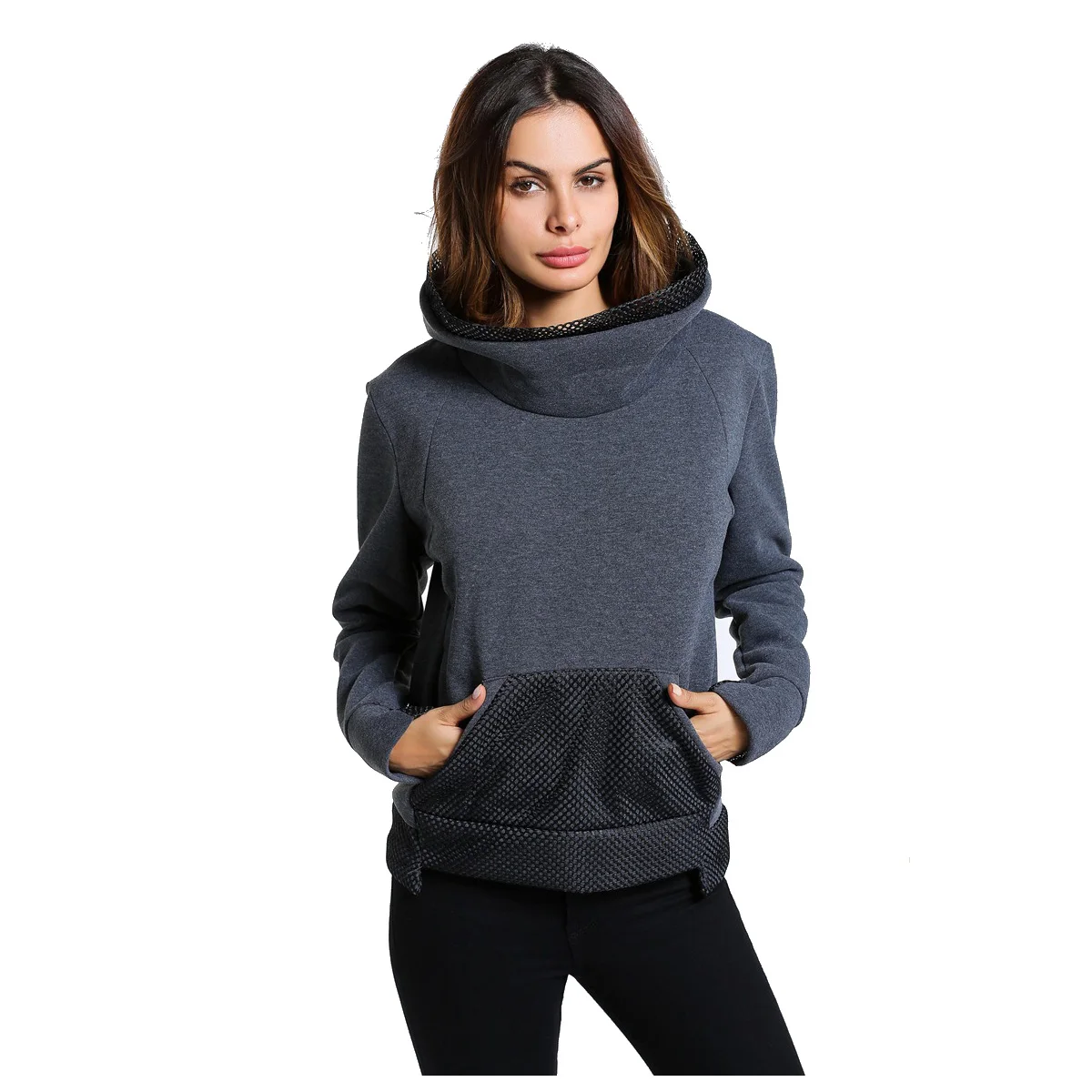 Buy Women New Fashion Hooded Sweatshirt Solid Color