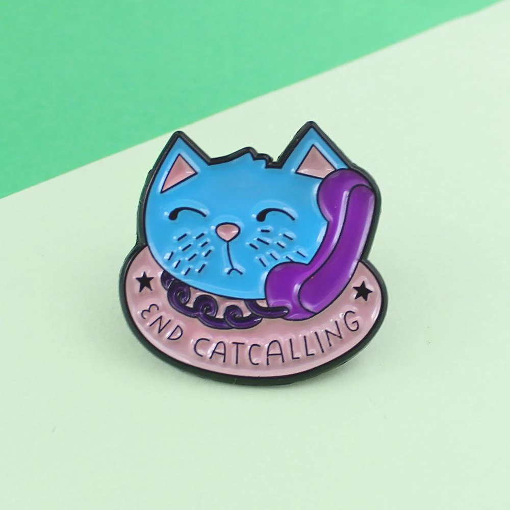 Dessin Anime Chat Bleu Violet Appel Telephonique Broches Fin Appel Joli Vetements Accessoires Cadeau D Anniversaire Pour Enfants Filles Garcons Aliexpress