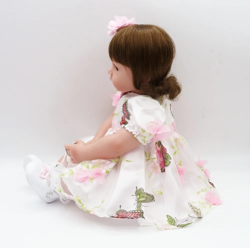 55 см реалистичные моделирование вьющиеся волосы девушка платье куклы lifelike Reborn Силиконовые Винил детские игрушки куклы подарки на день