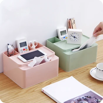 

Multifunction Square Tissue Box Pen Remote Storage Desktop Organizer Paper Napkin Towel Holder Dispenser Cover Cases Living Room