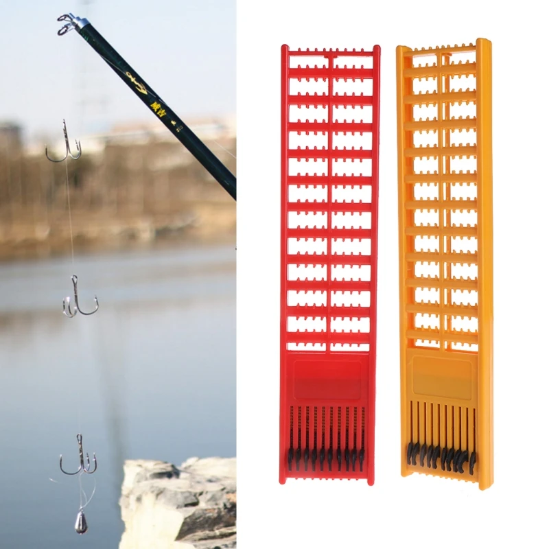 

OOTDTY Fishing Rig Board Plastic Double Side Spring Hooks Storage Catch Holder Random