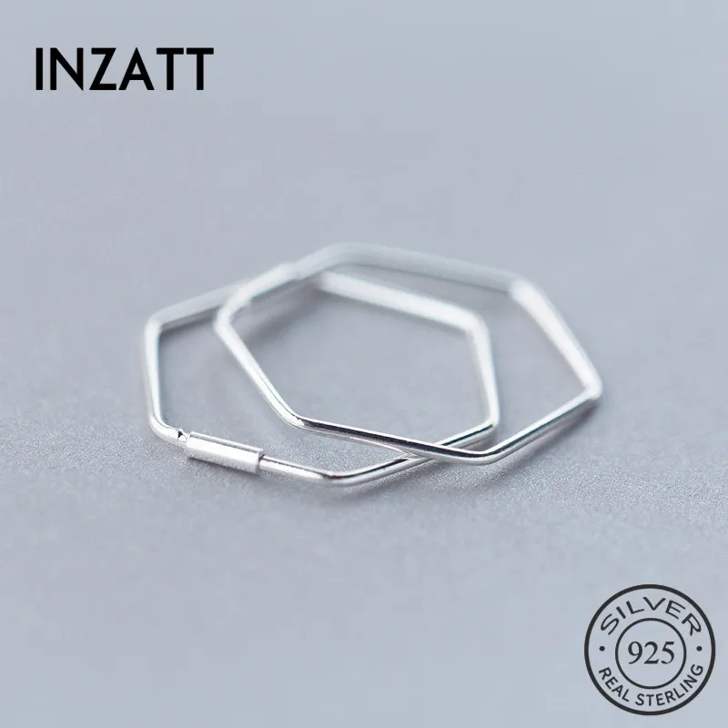 Женские серьги кольца INZATT минималистичные геометрические из 100% стерлингового