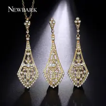 NEWBARK Stunning Chandeliers Jewelry Sets Hollow Earrings And Necklace Handmade Round CZ Diamond Retro Jewelry