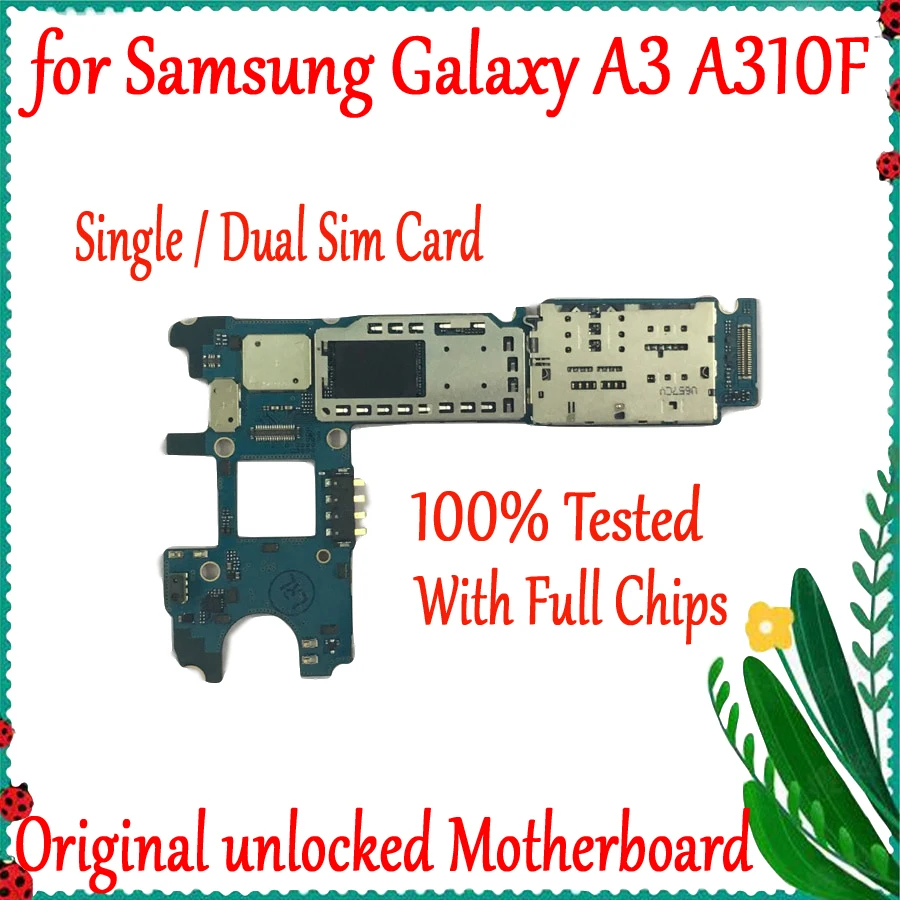 Оригинальная разблокированная материнская плата для Samsung Galaxy A3 A310F с полным чипом