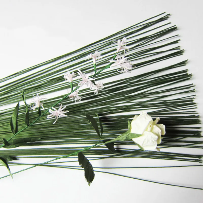 

50Pcs/Set 26# 0.45mm 60CM High Quality Paper Covered Artificial Branches Twigs Iron Wire For DIY/nylon Flower Accessory