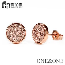 EYIKA,, трендовые Кристальные женские ювелирные изделия, натуральный Druzy, серьги-гвоздики, Круглые, 6 мм, розовое золото, серьги, опал, drusy для женщин/девушек