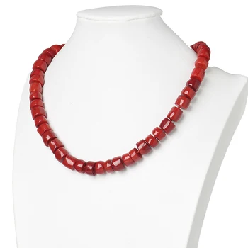 

Anomalous Cylindrical beads with Light Red and Light yellow Mashup customization 11*8 MM Red Coral Necklace