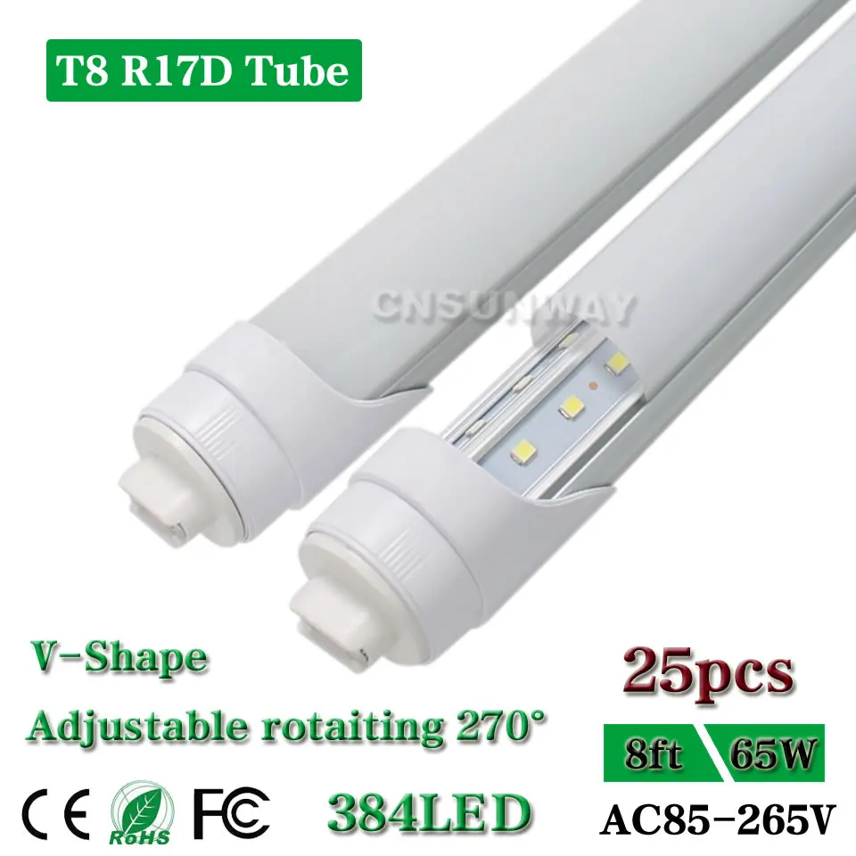 

Adjustable Rotating T8 LED V Shape double row Tube Lights R17D F96HO T10 fluorescent replacement 8ft Led bar Light Cooler bulb