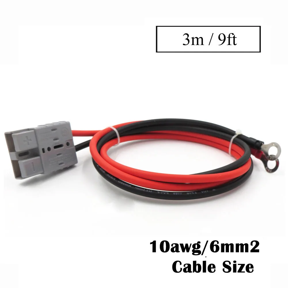 SH50 штекер 50A 600V Удлинительный кабель 0,3 м 1 м 2 м 3 м 5 м 10 м Солнечный кабель подключения 2,5/4/6mm2 с M8 терминал кольцо Батарея болт tab - Цвет: 9ft 6.0mm2 Cable
