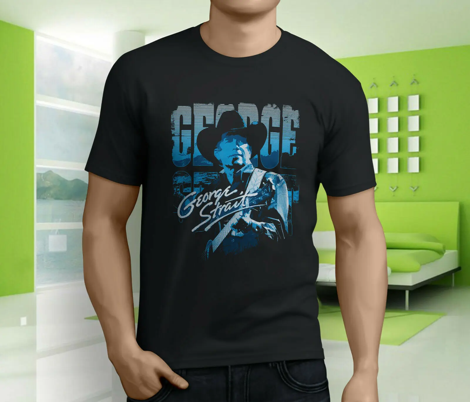 New Popular George Strait Vintage Country Men's Black T-Shirt S-3XL Gift Print T-shirt Hip Hop Tee Shirt T shirt printing | Мужская