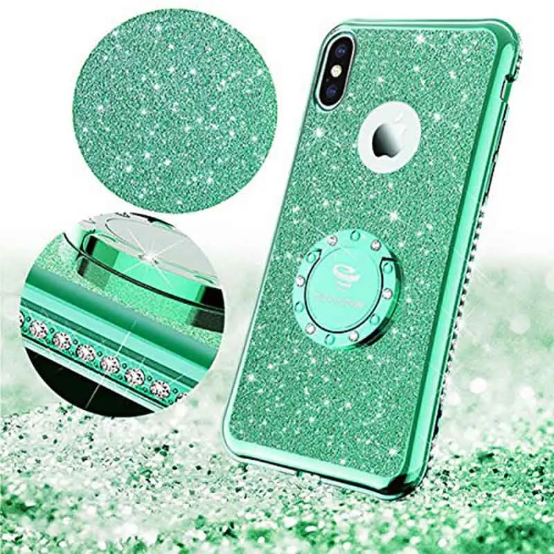 Ocyclone For IPhone X Case 360 degree Kickstand Bling Diamond Ring Rhinestone Thin Soft Glitter Cute Girls Sparkly Phone | Мобильные