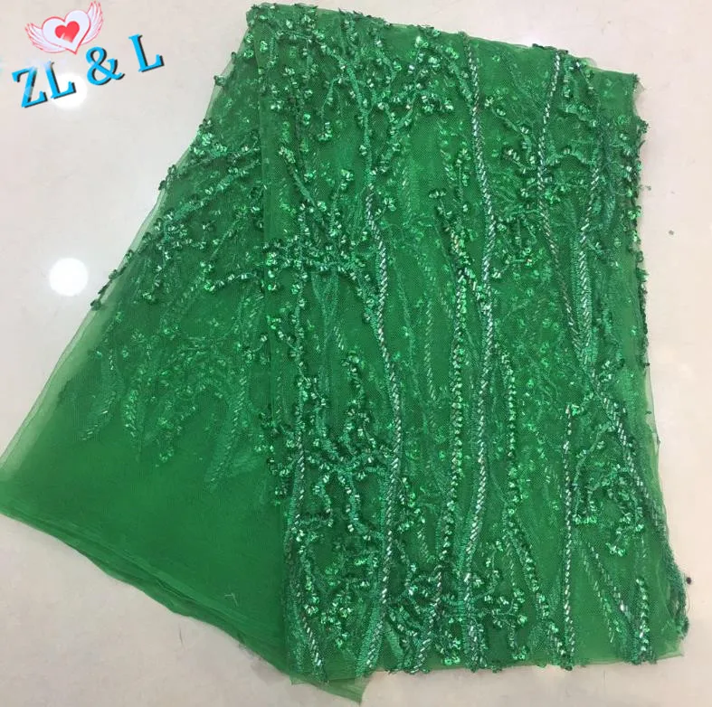 

Fashion handmade beaded tube with sequins irregular line fabric Nigerian lace French tulle Wedding dress skirt 5 yards per piece