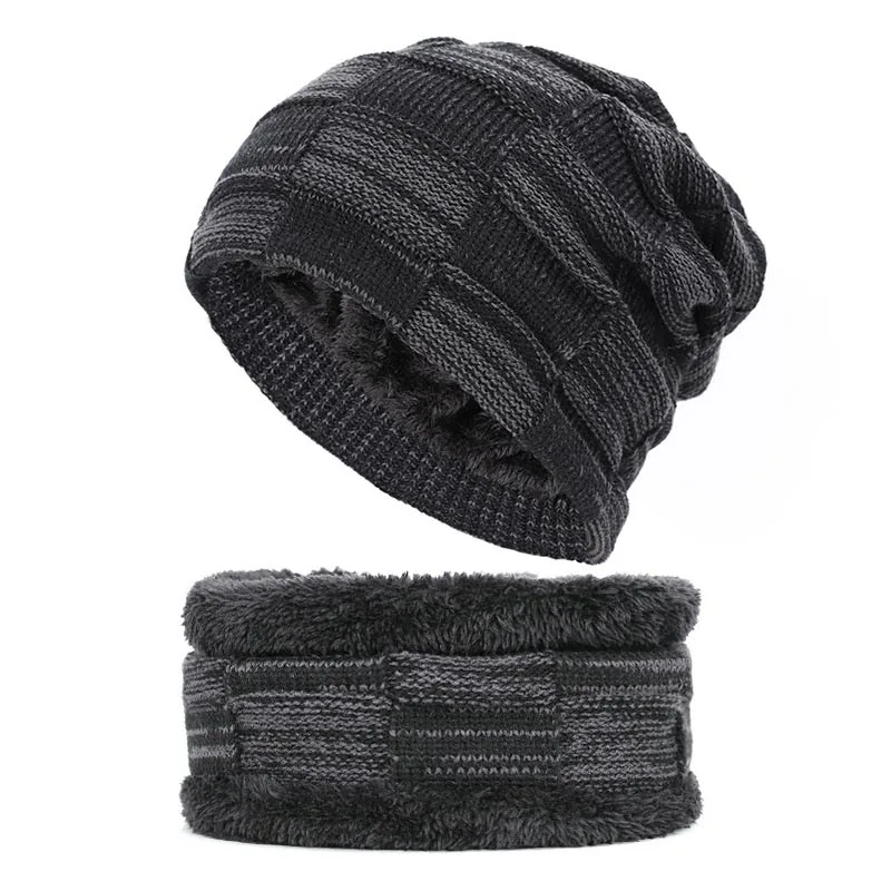 

Men's Women Scarf Winter Fall Hat Knitted Wool Skullies Beanie Female Thick warm Baggy Bonnet Outdoor Soft Cotton Mask Ski Caps