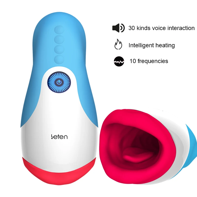 Intelligent Heating Blowjob Cups Penis Lick Suck Vibrating Male Masturbator Vibrator Tongue font b Pussy b