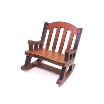 

1:12 Dolls House Miniature Furniture Wooden Rocking Chair For Dolls Kids Girls Role Play Toys Gift Dollhouse Decoration