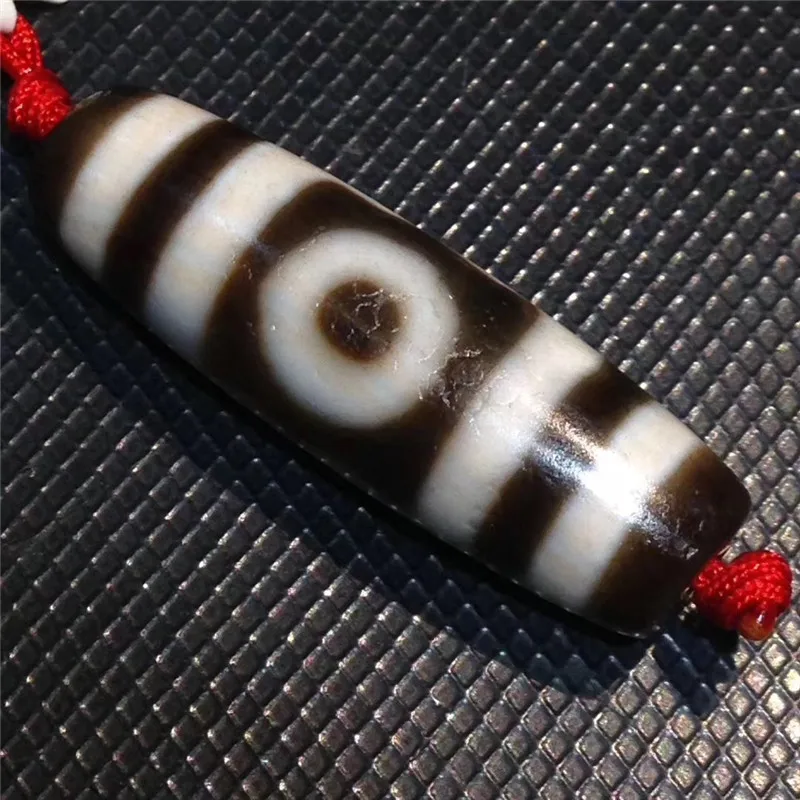 

181010-1 Cinnabar Materials Natural Agate 3 Eyes Tibetan Dzi Beads Stone Powerful Amulet Collectible Real Tibet Beads