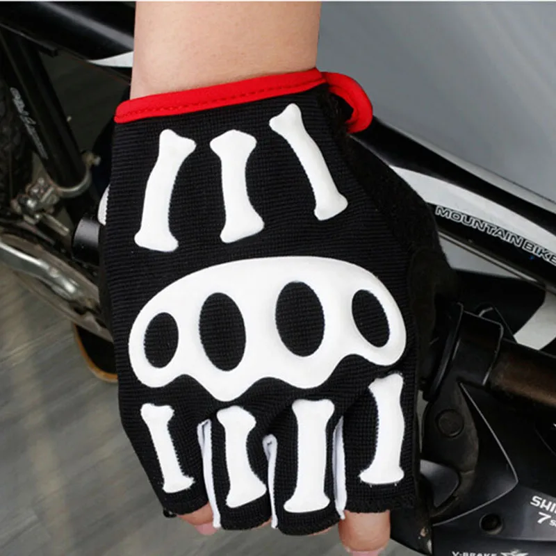 Новое поступление, брендовые силиконовые гелевые велосипедные перчатки с полупальцами и черепом, велосипедные перчатки, противоскользящие впитывающие пот перчатки для езды на горном велосипеде