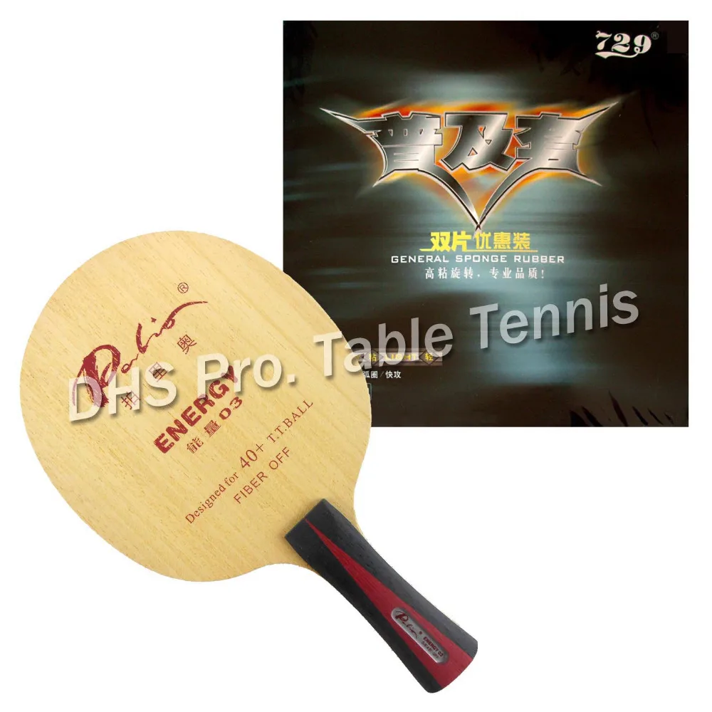 

Pro Table Tennis Combo Paddle / Racket: Palio ENERGY 03 Blade with 2x RITC729 General Rubbers ShakehandLong handle FL