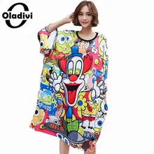 Oladivi одежда размера d размера плюс женское модное платье-рубашка с принтом женские повседневные свободные платья женские футболки Туника Vestidos