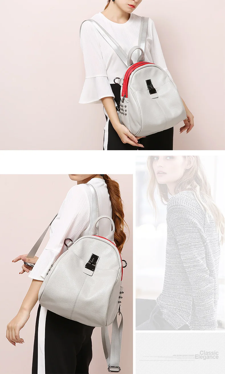 Women genuine leather backpack 13