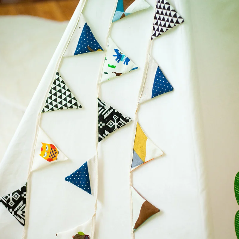9 Trigangle флаги красочные баннеры для палатка-вигвам для детей Холст Вымпел на день рождения свадьба вечеринка украшения сада 1,3 м