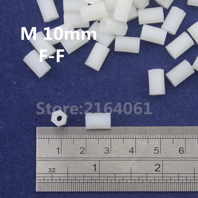 

100pcs M3 10mm Nylon White Hex F-F Standoff Support Pole Fasteners PCB Board Screw For DIY #M3