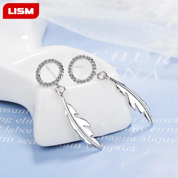 

Hot Selling S925 Sterling Silver Angel Wings Bird Feather Earring Charms For Girl To Gift Jewelry