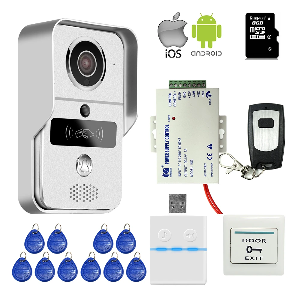 Free Shipping New Wireless Wifi IP RFID Doorbell Camera Video Intercom for Android IOS Phone Remote View Unlock + 8G TF + Power Free Shipping New Wireless Wifi IP RFID Doorbell Camera Video Intercom for Android IOS Phone Remote View Unlock + 8G TF + Power
