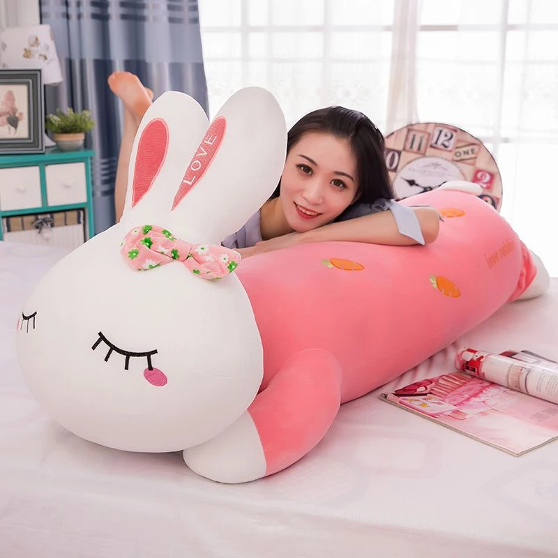 Dorimytrader Pop Cuddly Soft Cartoon Lying Bunny Plush Toy Large Stuffed Anime Rabbit Doll Pillow Gift for Girls Lover Present 130cm DY61999 (13)