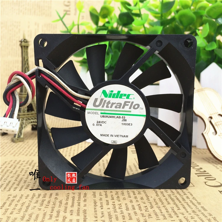 Оригинальный Nidec U80R24MLAB-53 8015 24В 0.07A 80*80*15 мм трехпроводной Вентилятор охлаждения |