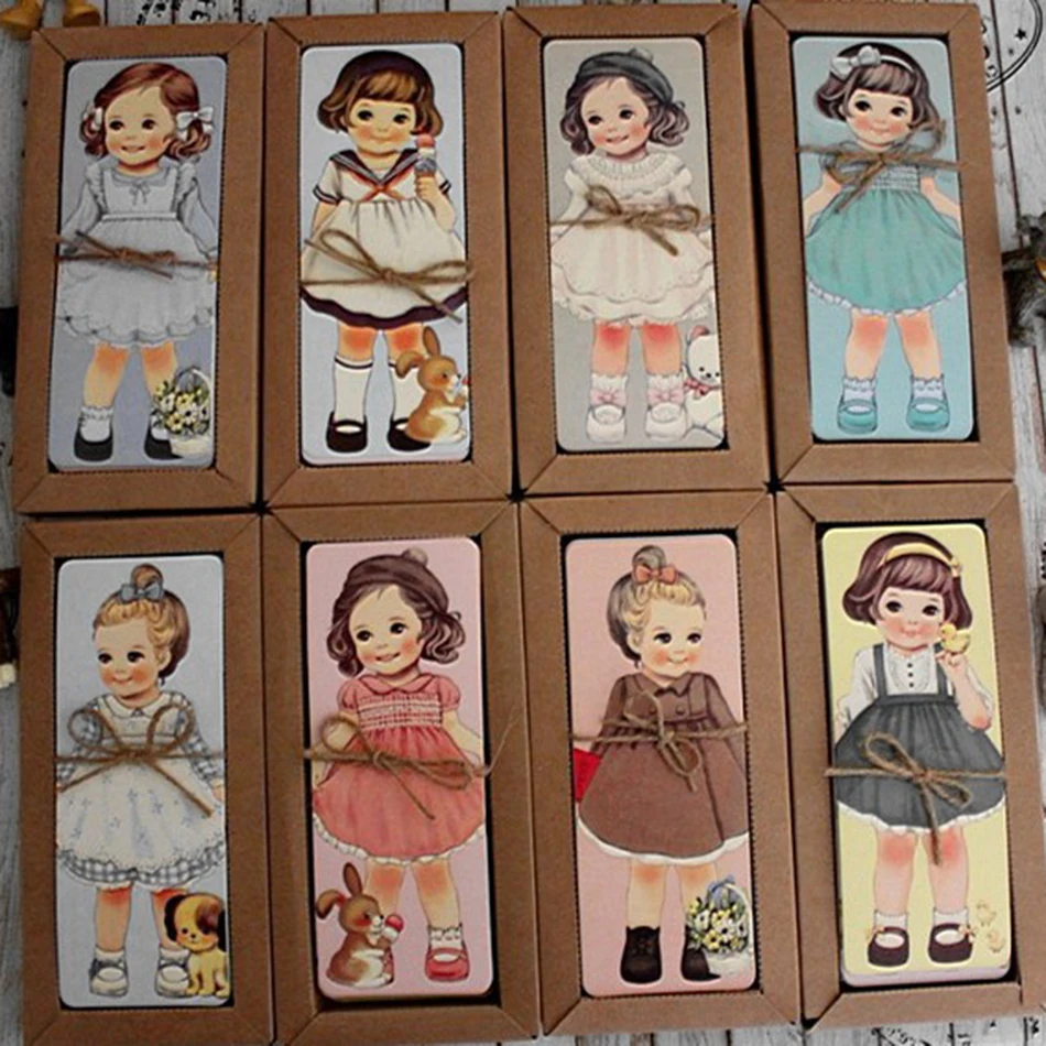 30 шт./лот, новинка, набор закладок для девочек, куклы, куклы, серии, с крафт-посылка, бумажные закладки, держатель для книг, открытка для сообщений