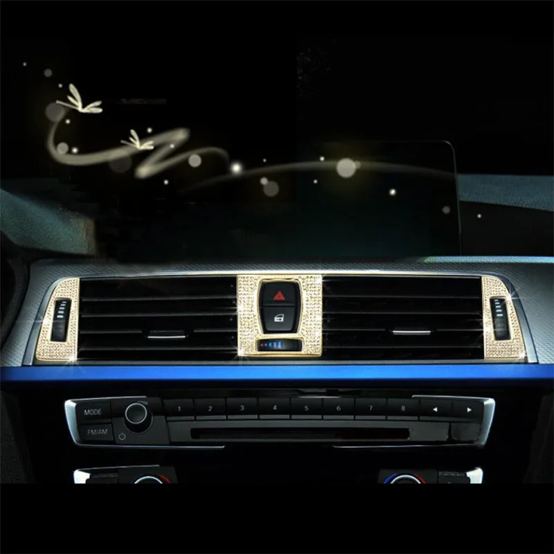 

7PCS Diamond alloy Automotive Interior Accessories Air Condition Vent Frame Covers Stickers for 3/ 4 Series 320li 316i