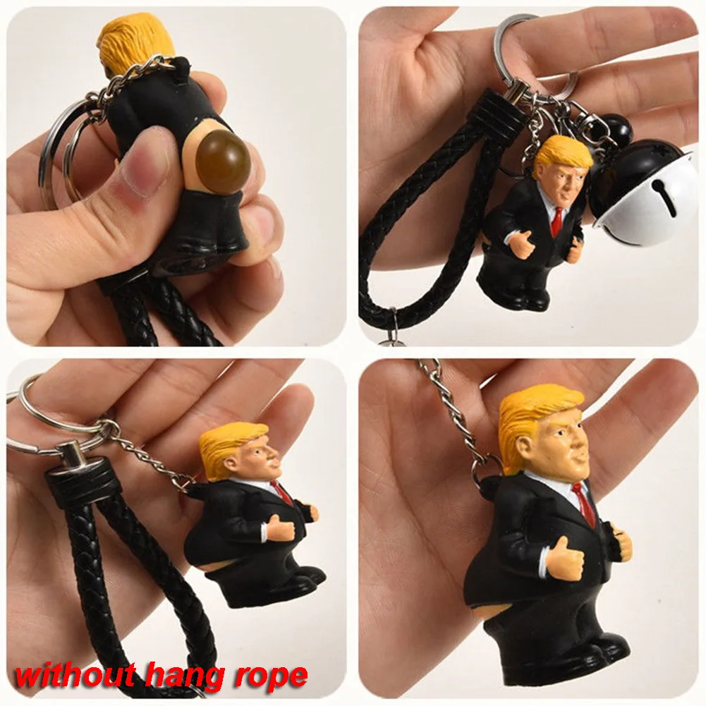 

Keyring Spoof Poop Toy Keychain Funny Simulation President Donald Trump Pendant Bag Doll Squeeze Car