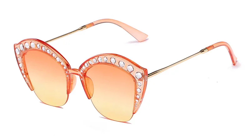 Emosnia роскошные сексуальные женские солнцезащитные очки с маленькими бриллиантами кошачий глаз градиентные коричневые розовые брендовые дизайнерские пластиковые очки модные новые - Цвет линз: C7Clear OrangeYellow