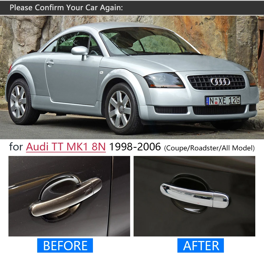 Для AUDI TT 8N MK1 1998 2006 Роскошные хромированные покрытия для дверных ручек набор