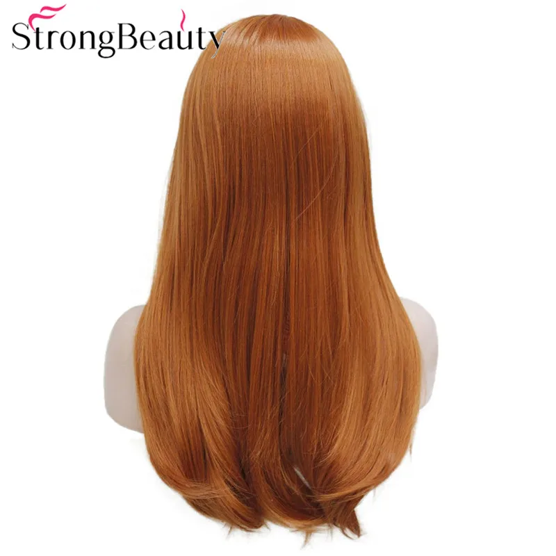 E-679B 130A  34 wig with headbands orange brown straight long women's half wig (3)