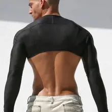 Сексуальное мужское кожаное боди комбинезон из искусственной кожи сетчатые майки жилет для мужчин с длинным рукавом DJ Клубная одежда Подиумные колготки рукава манжеты