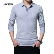 ARCSINX, приталенная Мужская рубашка поло размера плюс, 5XL, 4XL, 3XL, Мужская рубашка поло с длинным рукавом, Повседневная хлопковая брендовая мужская рубашка поло большого размера