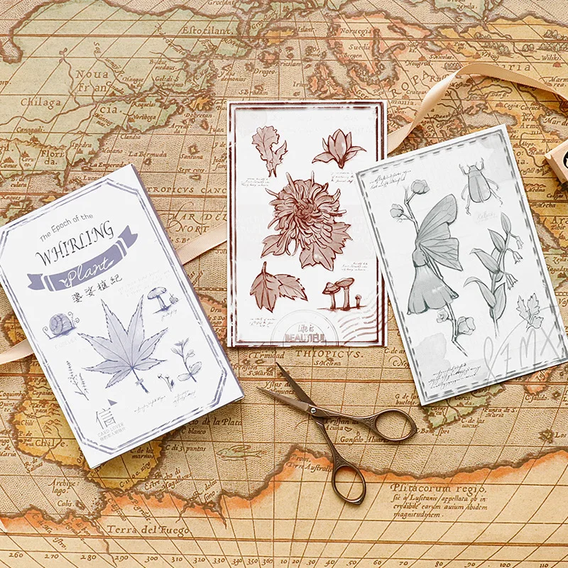 

3sets/1 lot Botanical Kitty landscape Greeting Card Postcards Birthday Bussiness Gift Card Set Message Card